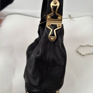Michael Kors Collection Black Shoulder Bag with Gold Accents